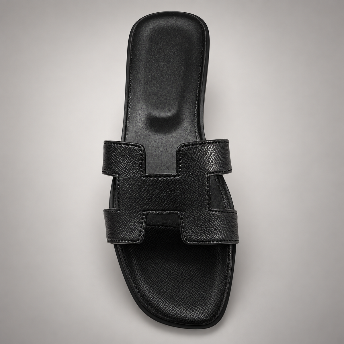 Textured H-Strap Flat Slide Sandal