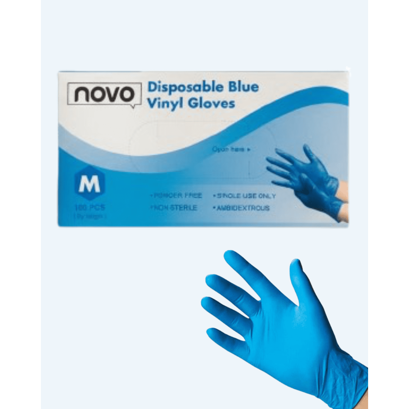 Novo Disposable Blue Vinyl Gloves-M