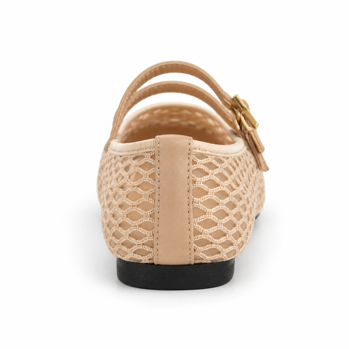 Beige Mesh Double-Strap Mary Jane Ballet Flat with Gold Buckles size (36) - product image 2