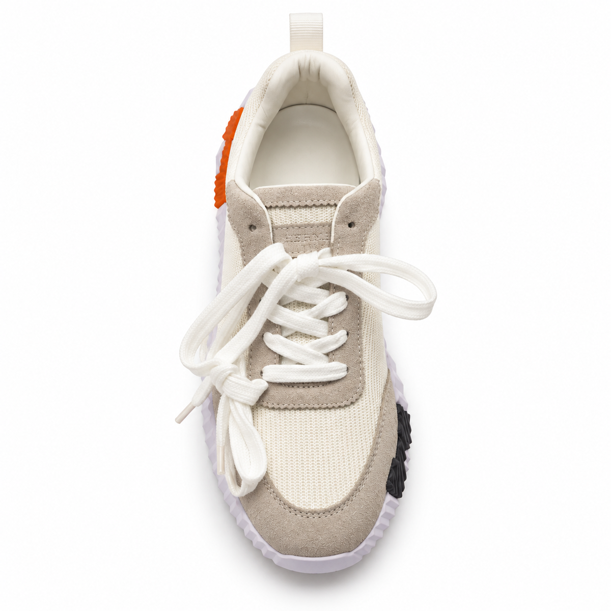 Beige & White Lace-Up Casual Sneaker with Orange Sole Detail size (39) - product image 2