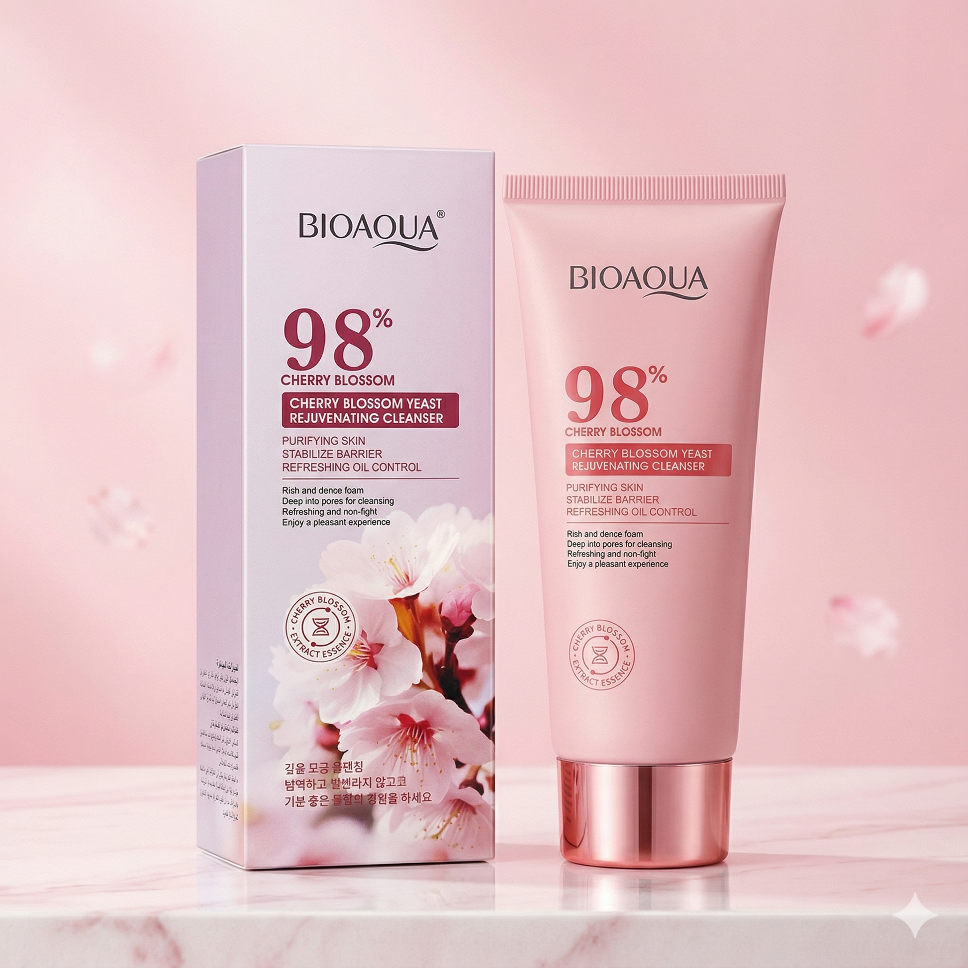 BIOAQUA 98% Cherry Blossom Yeast Rejuvenating Cleanser