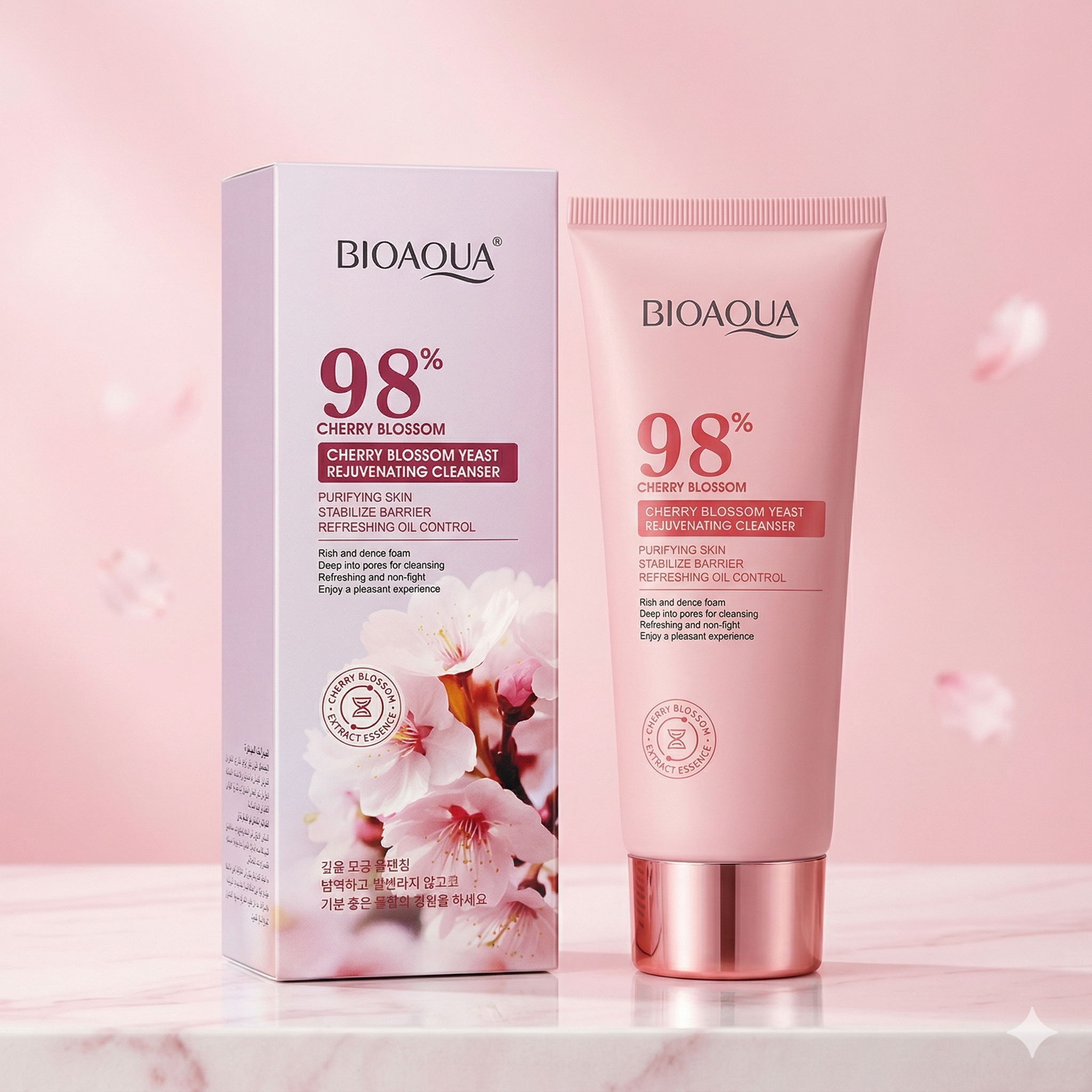 BIOAQUA 98% Cherry Blossom Yeast Rejuvenating Cleanser