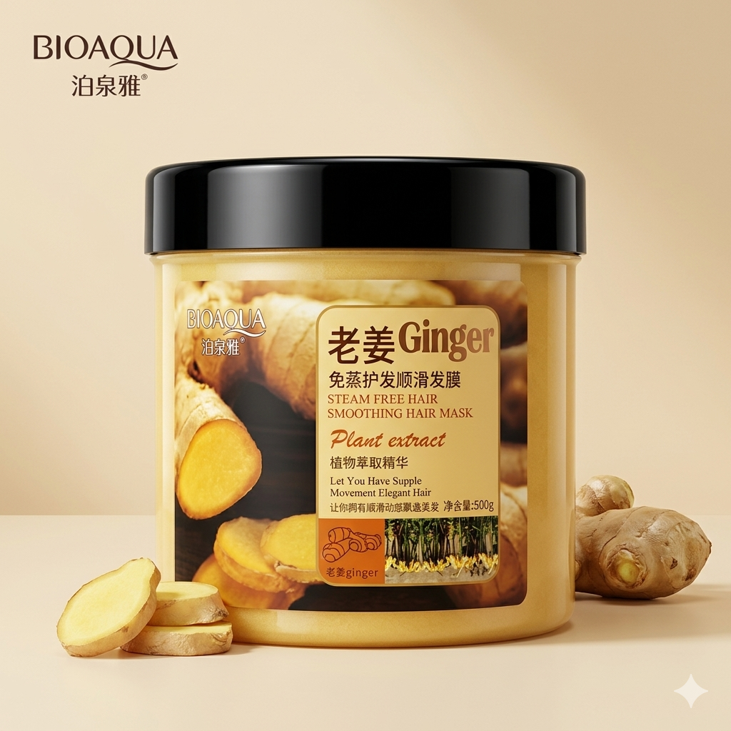 Bioaqua Ginger Steam-Free Hair Smoothing Hair Mask (500g)