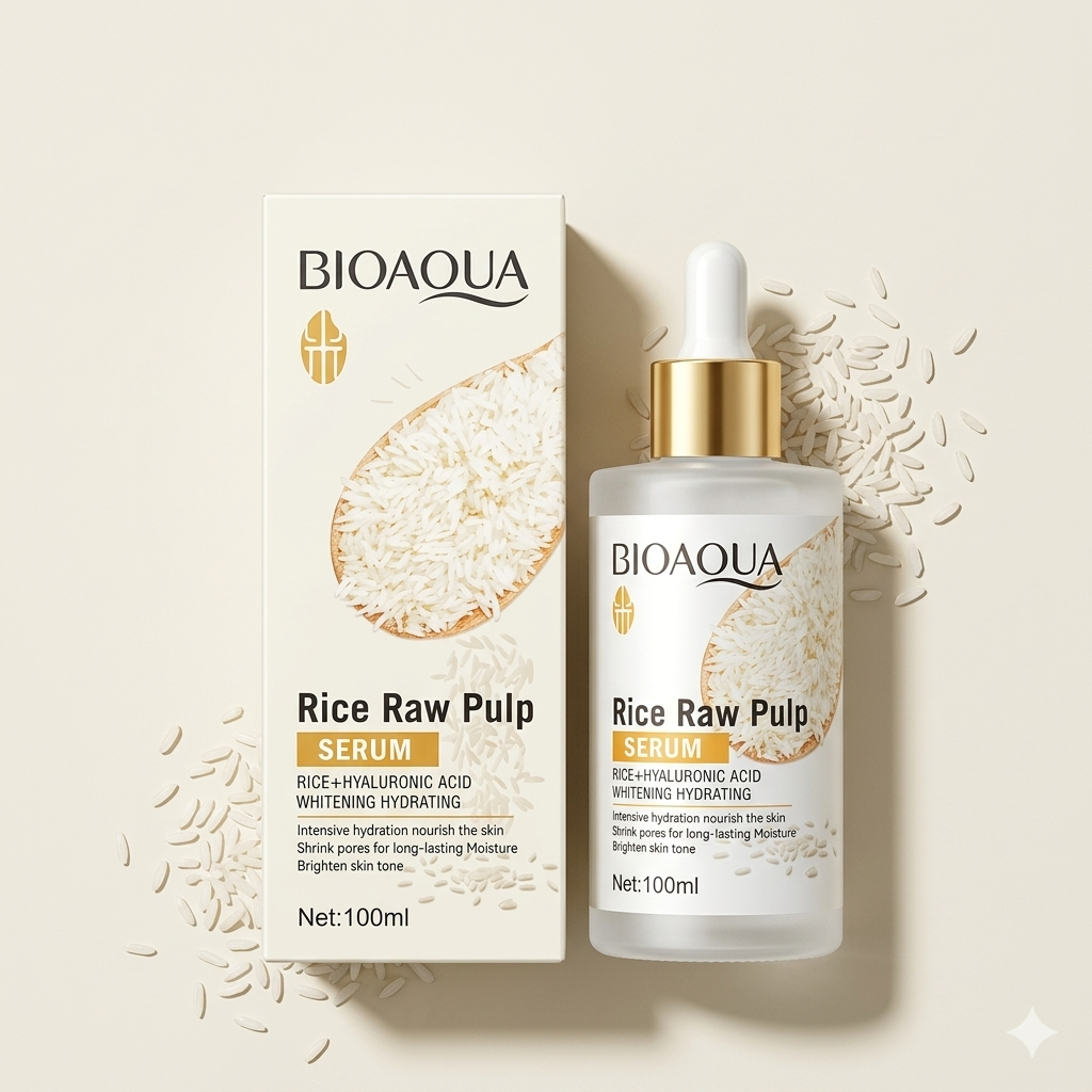 BIOAQUA Rice Raw Pulp Serum – Whitening & Hydrating (100ml)
