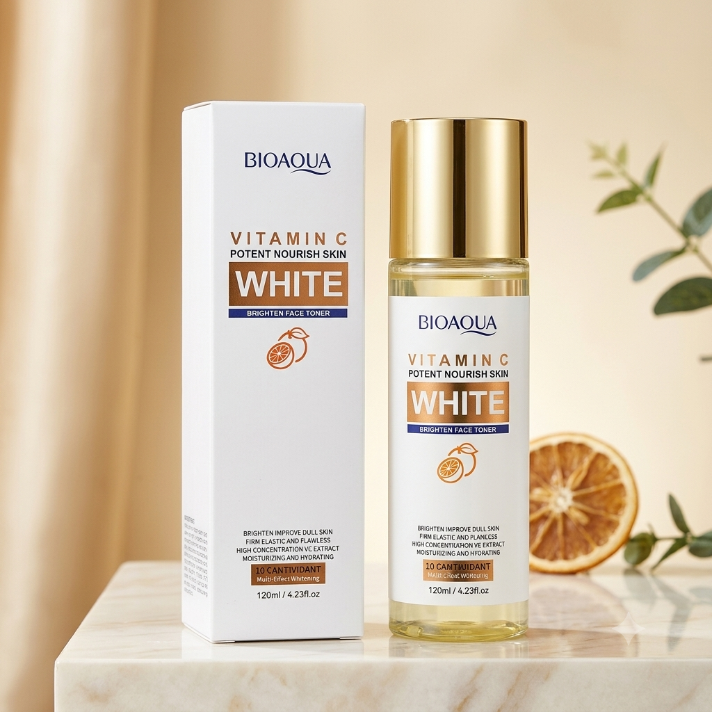 BIOAQUA Vitamin C White Potent Nourish Skin Brighten Face Toner (120ml / 4.23 fl. oz.)