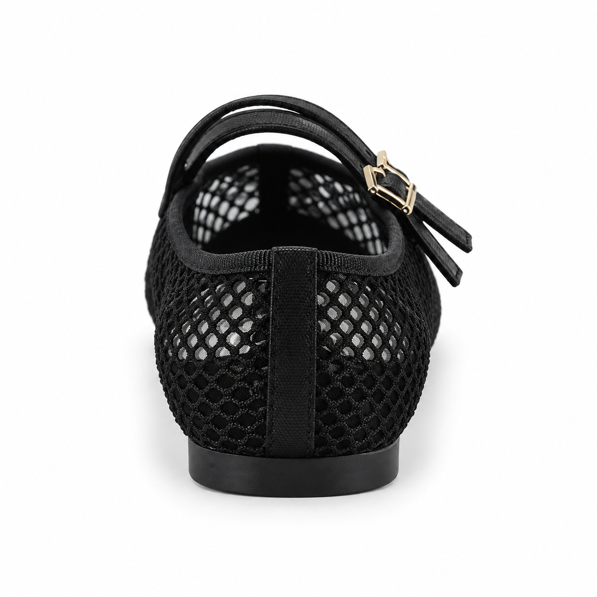 Black Mesh Double-Strap Mary Jane Ballet Flat with Gold Buckles size {37} - product image 3