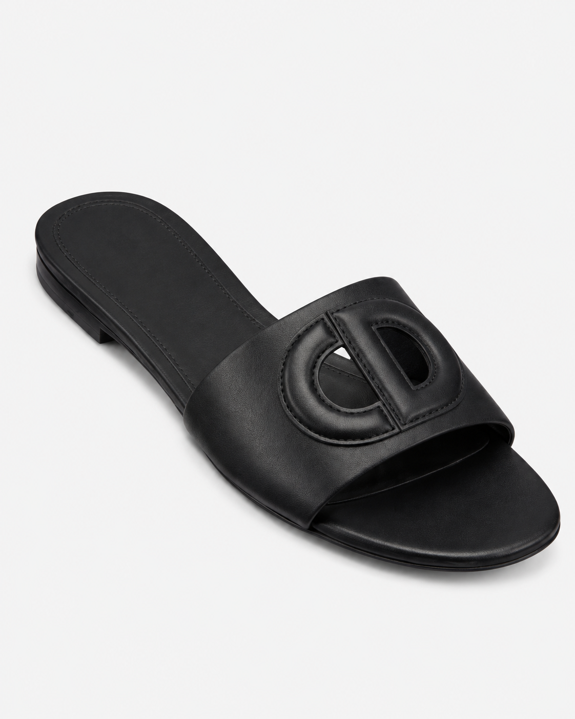 Black Padded Cutout Flat Slide Sandal size (38)