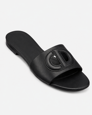 Black Padded Cutout Flat Slide Sandal size (38)