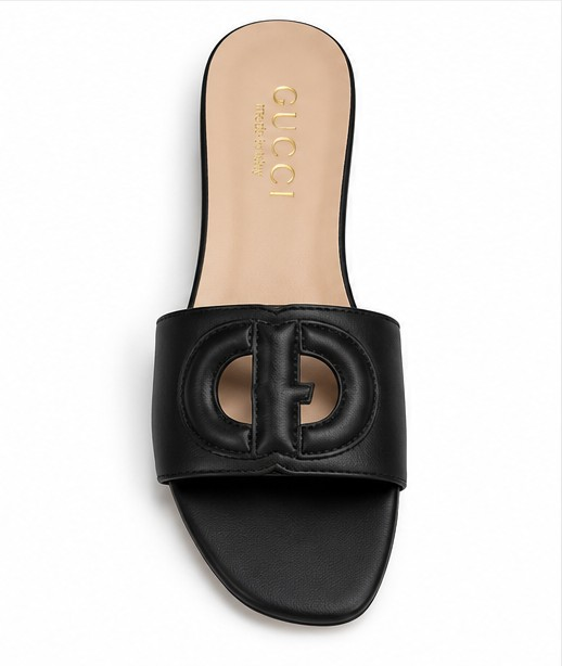 Black Padded Interlocking Cutout Flat Slide Sandal size (37) - product image 2