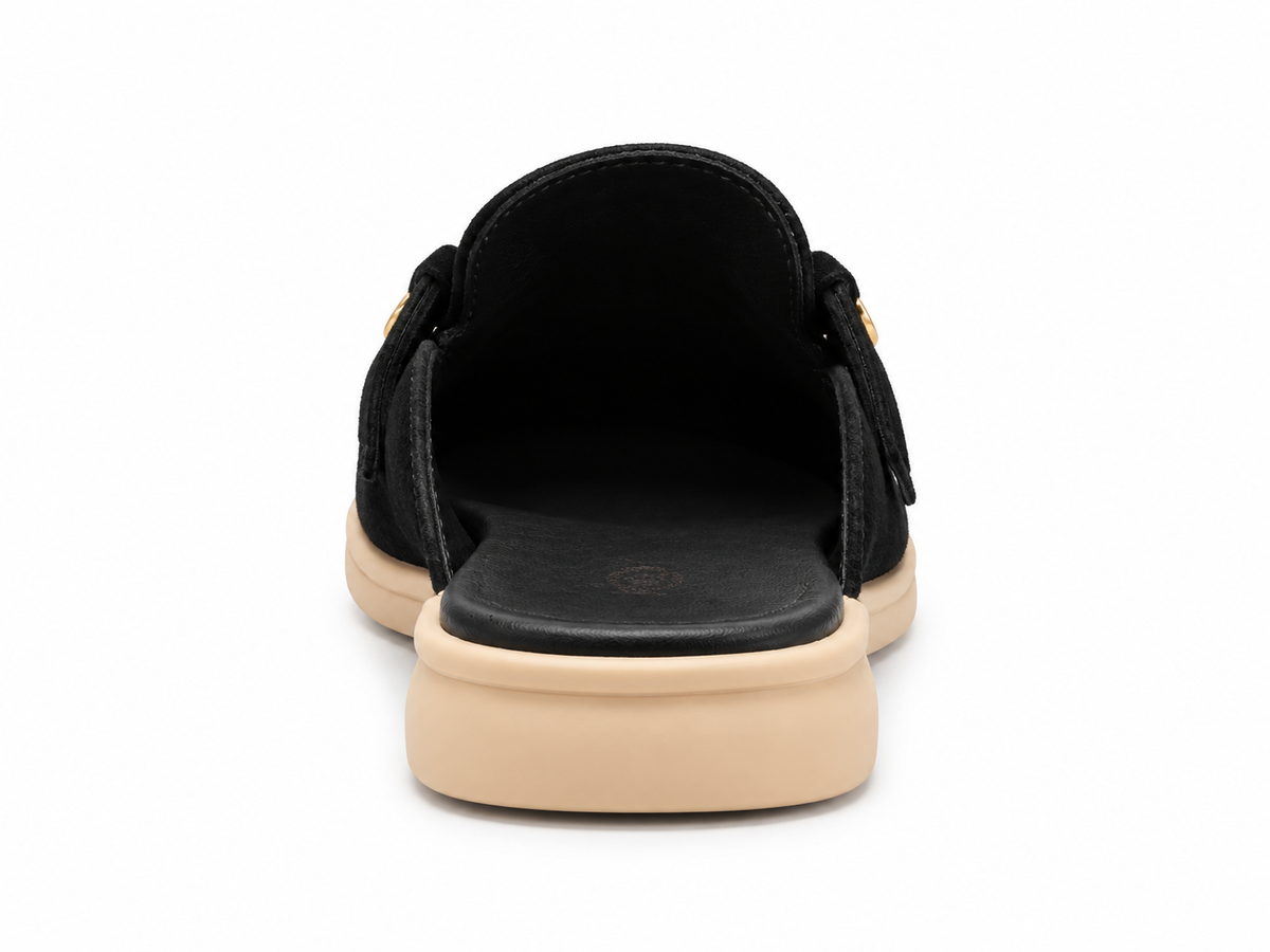 Black Suede Loafer Mule with Gold-Tone Buckle Detail size (36) - product image 3