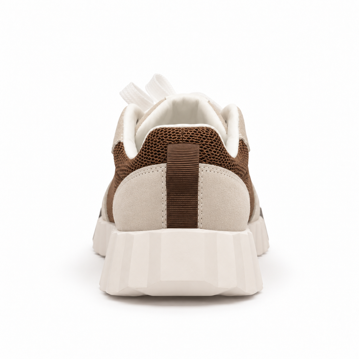 Brown Mesh & Cream Suede Lace-Up Sneaker with Chunky White Sole Size (37) - product image 3