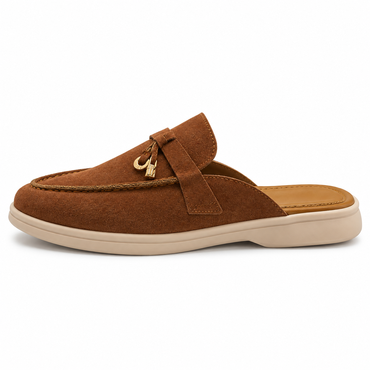 Brown Suede Tassel Loafer Mule with Gold-Tone Detail size (36) - product image 2