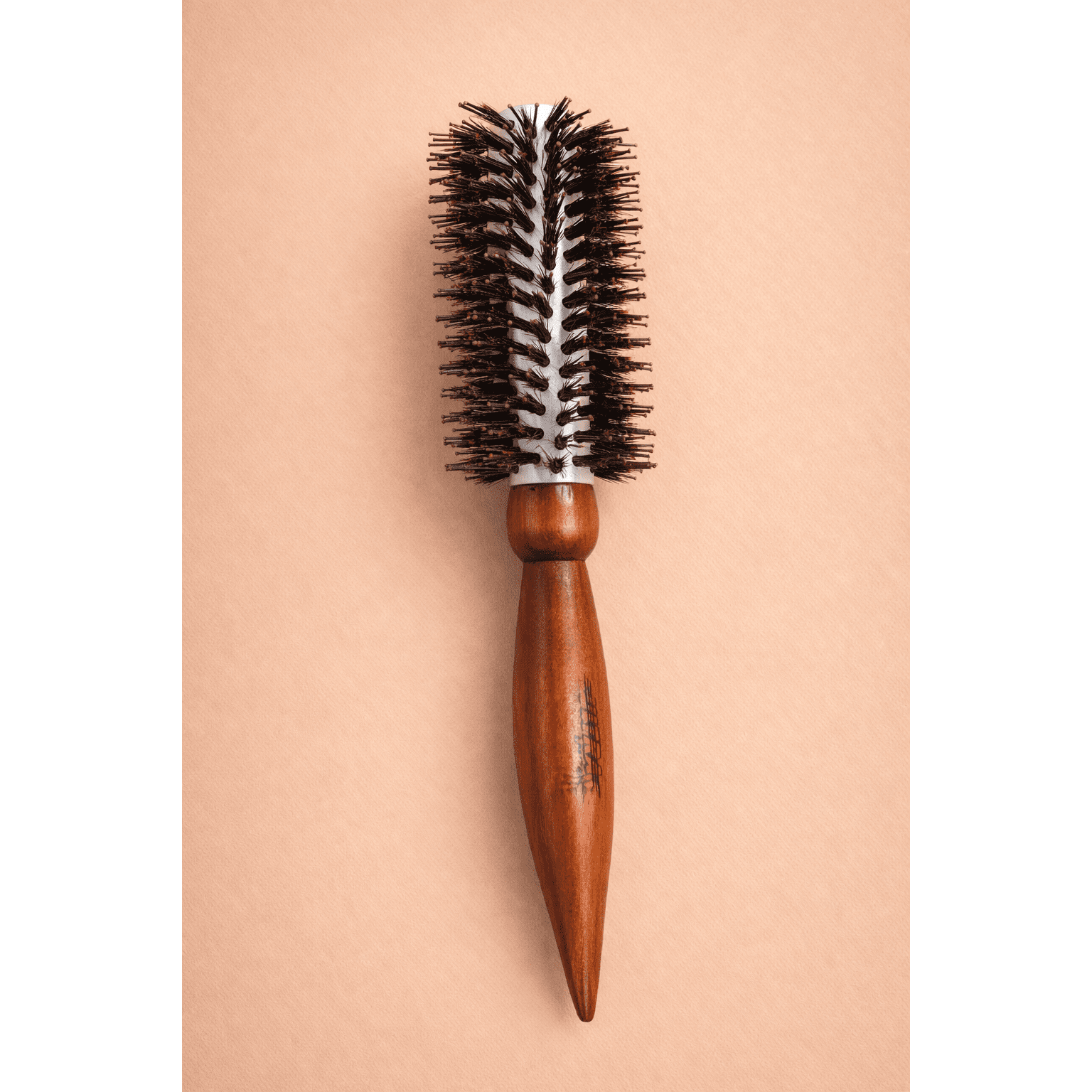 Ceramic Round Hair Brush with Wooden Handle