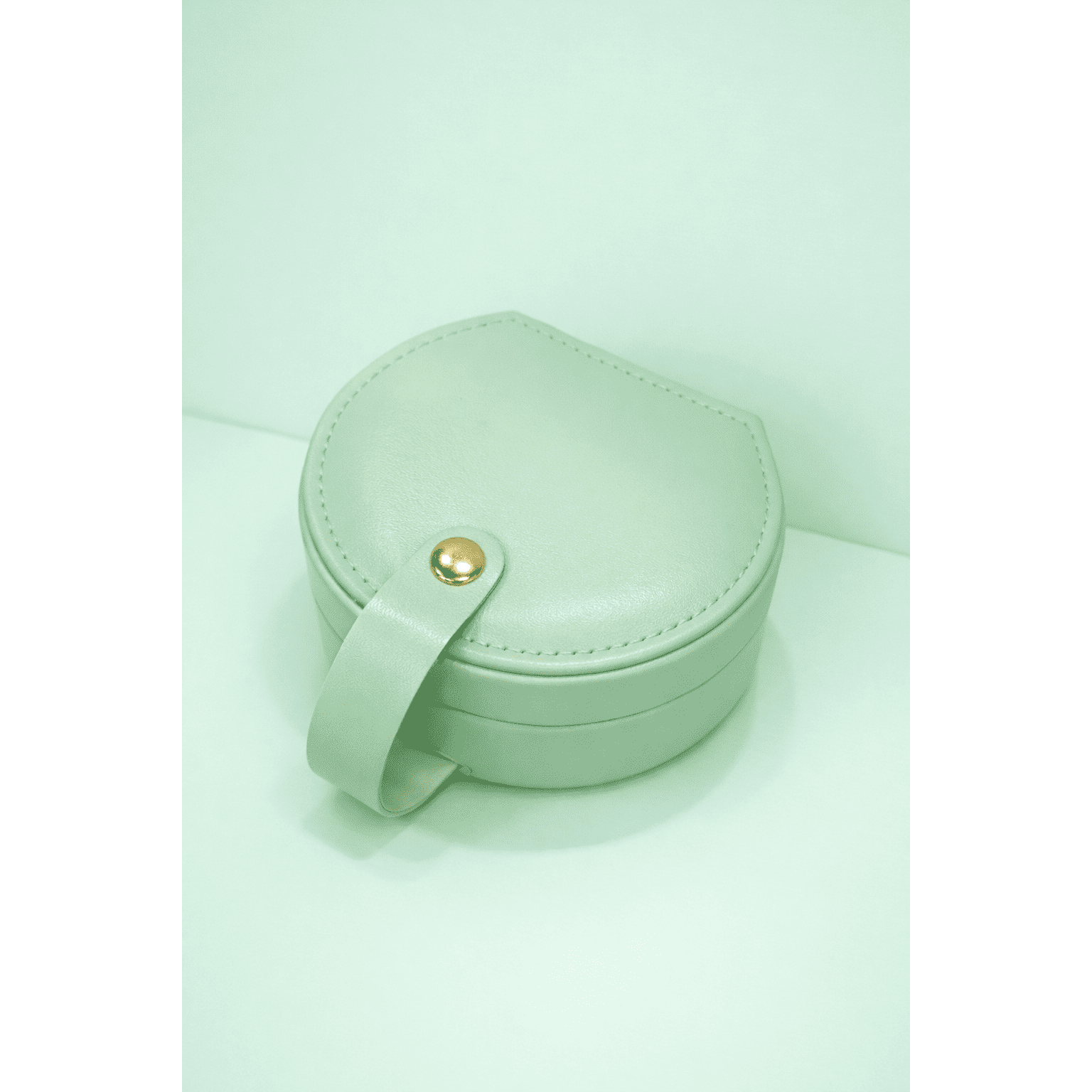 Round Travel Jewelry Organizer Case (Mint Green)