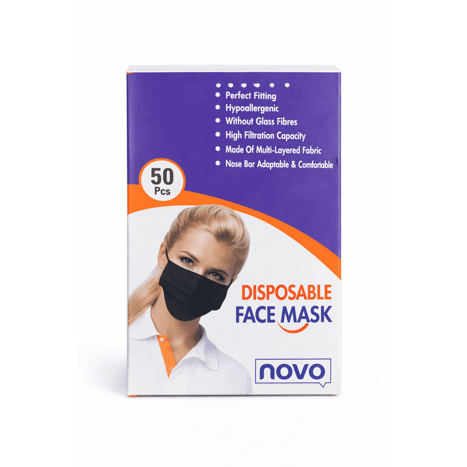 NOVO Disposable Face Mask – 50pcs Black