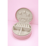 Round Travel Jewelry Organizer Case (Pink)
