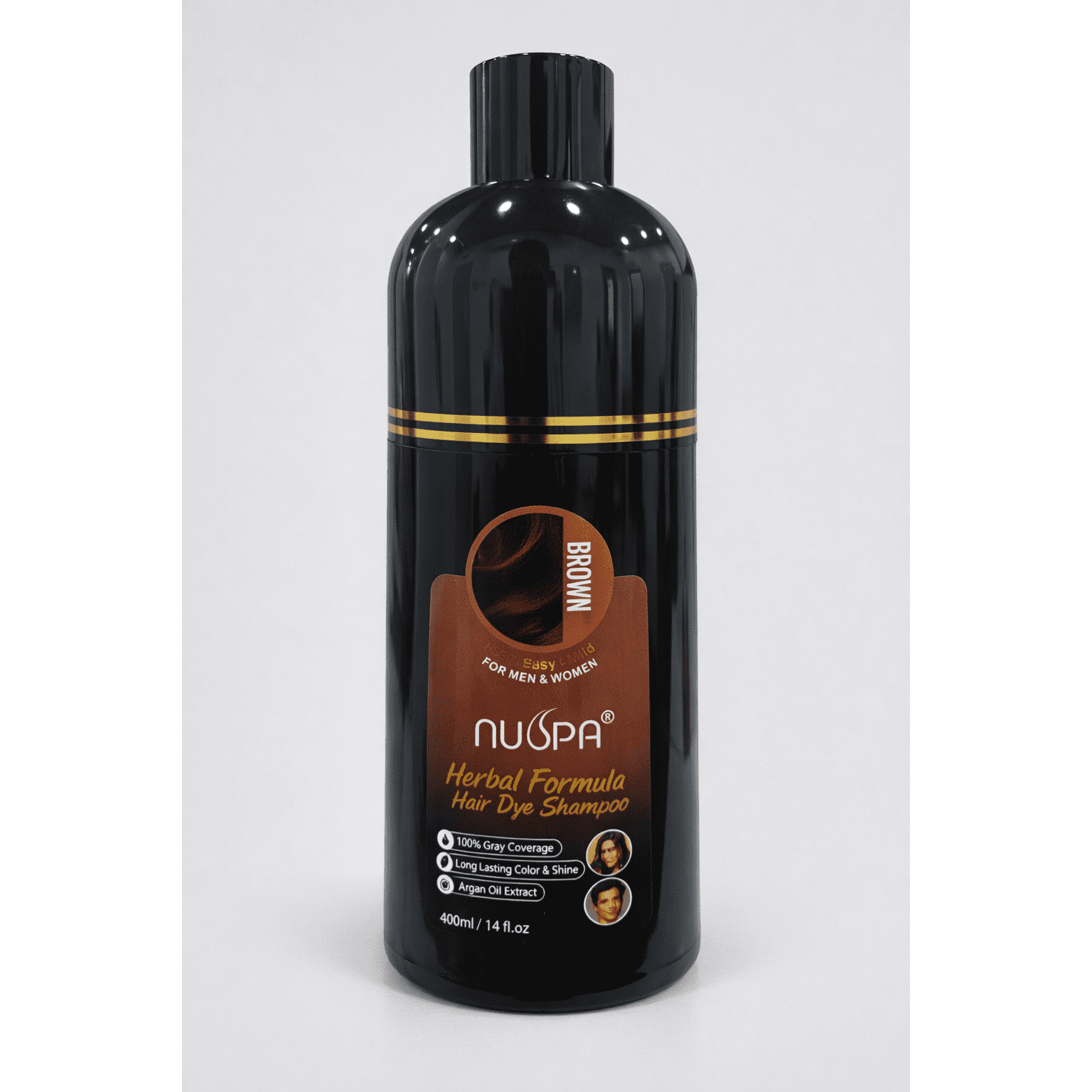 NUSPA Herbal Formula Hair Dye Shampoo – Brown (400ml)