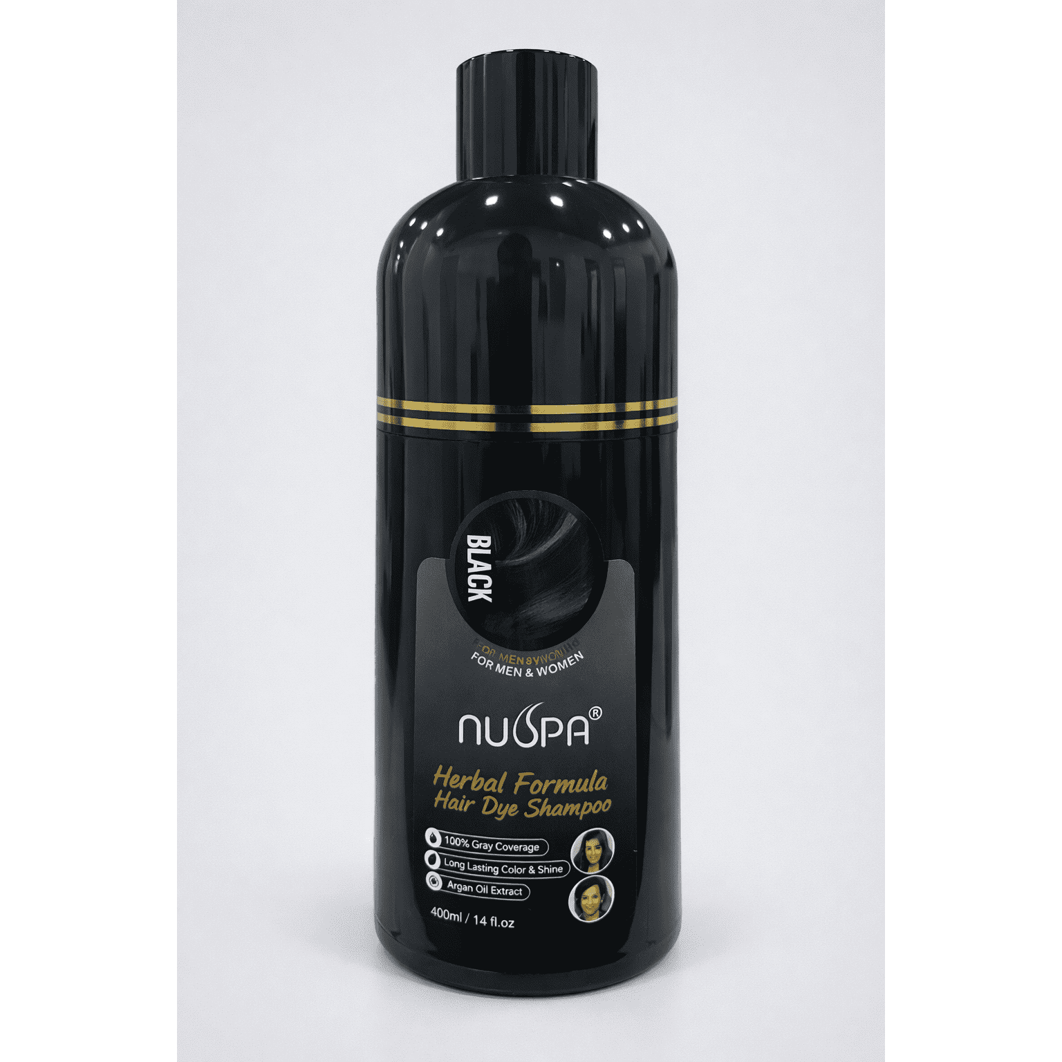 NUSPA Herbal Formula Hair Dye Shampoo – Black (400ml)