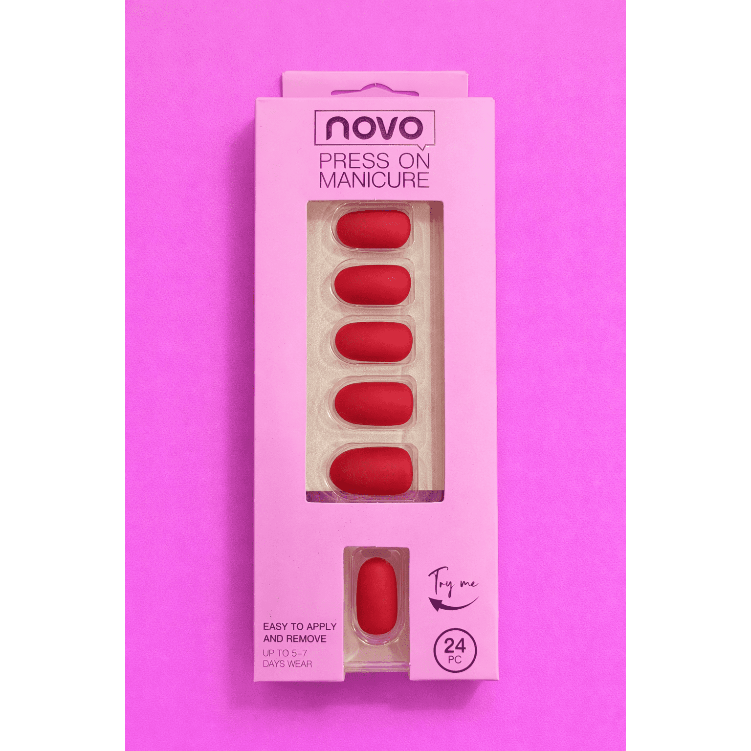 Press-On Manicure (24 pcs) — Red Matte M294