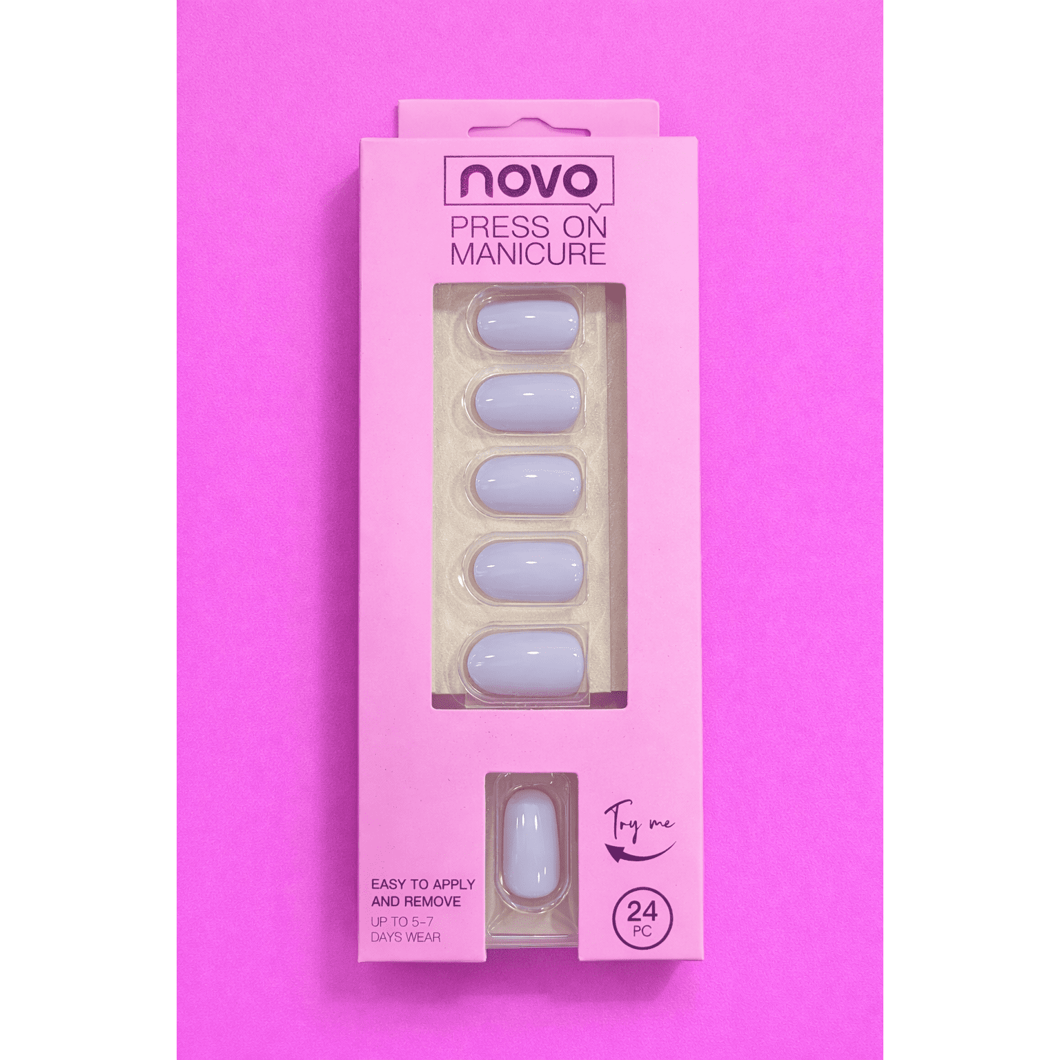 Press-On Manicure (24 pcs) — Soft Grey Gloss E446