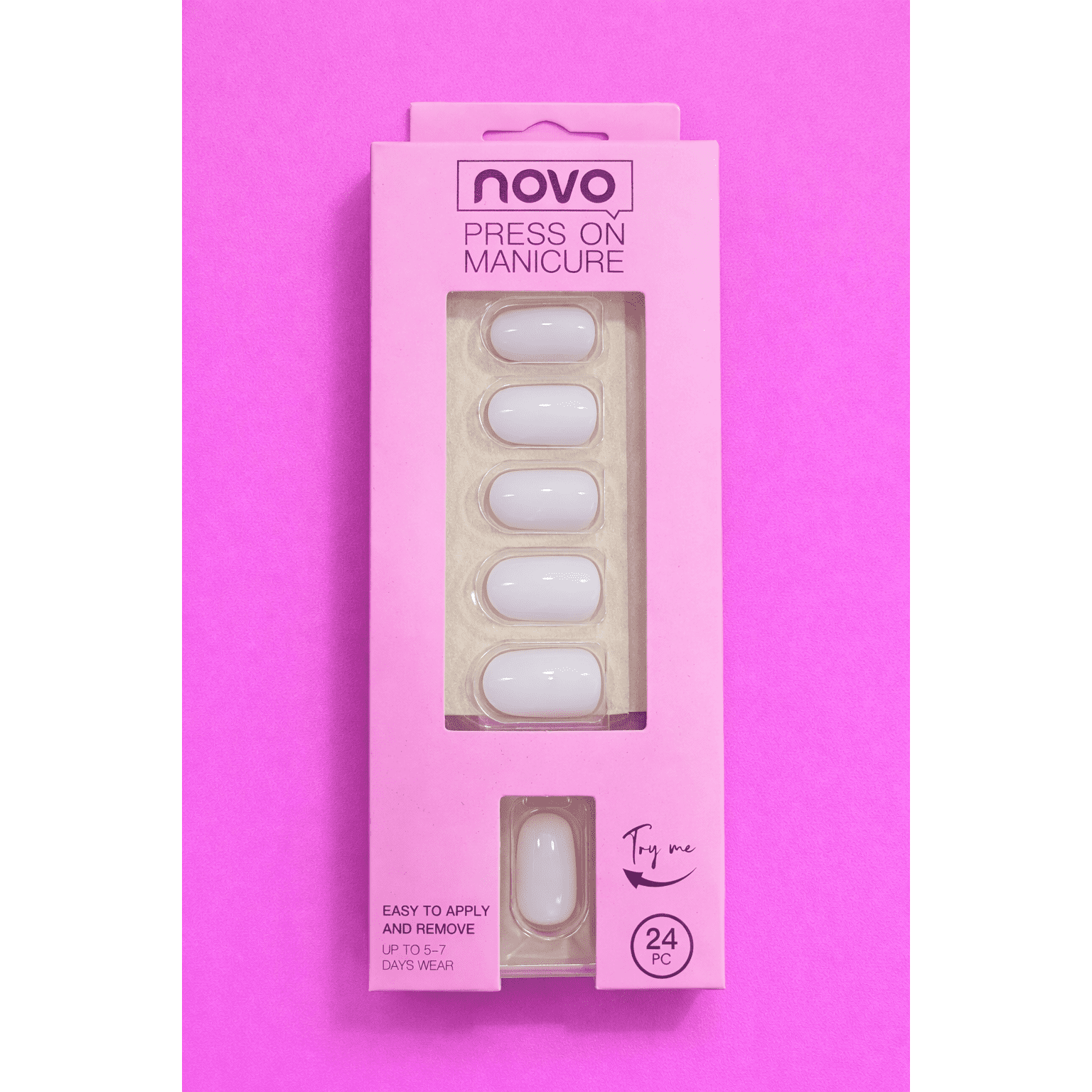 Press-On Manicure (24 pcs) — Milky White Gloss M148