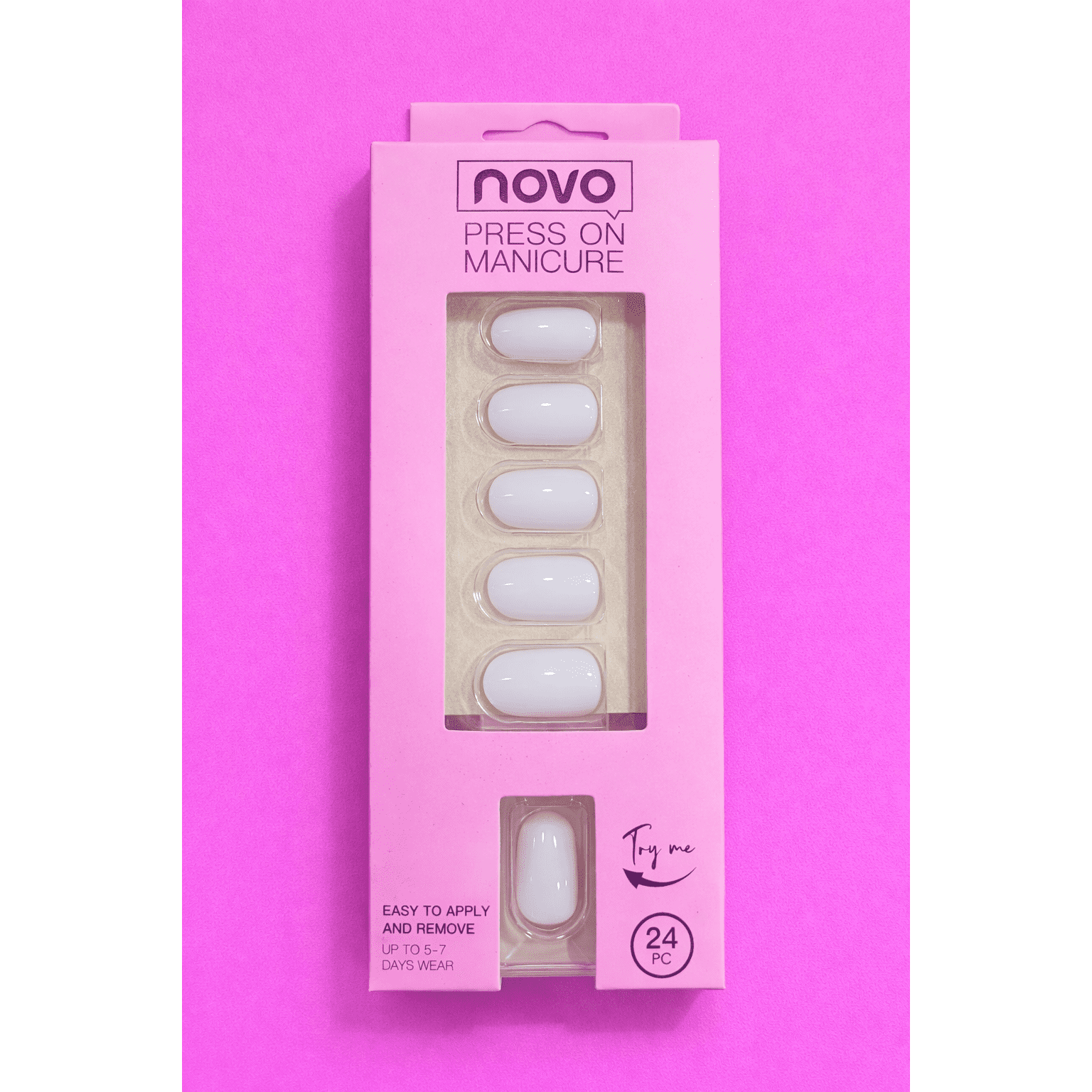 Press-On Manicure (24 pcs) — Pure White Gloss E15