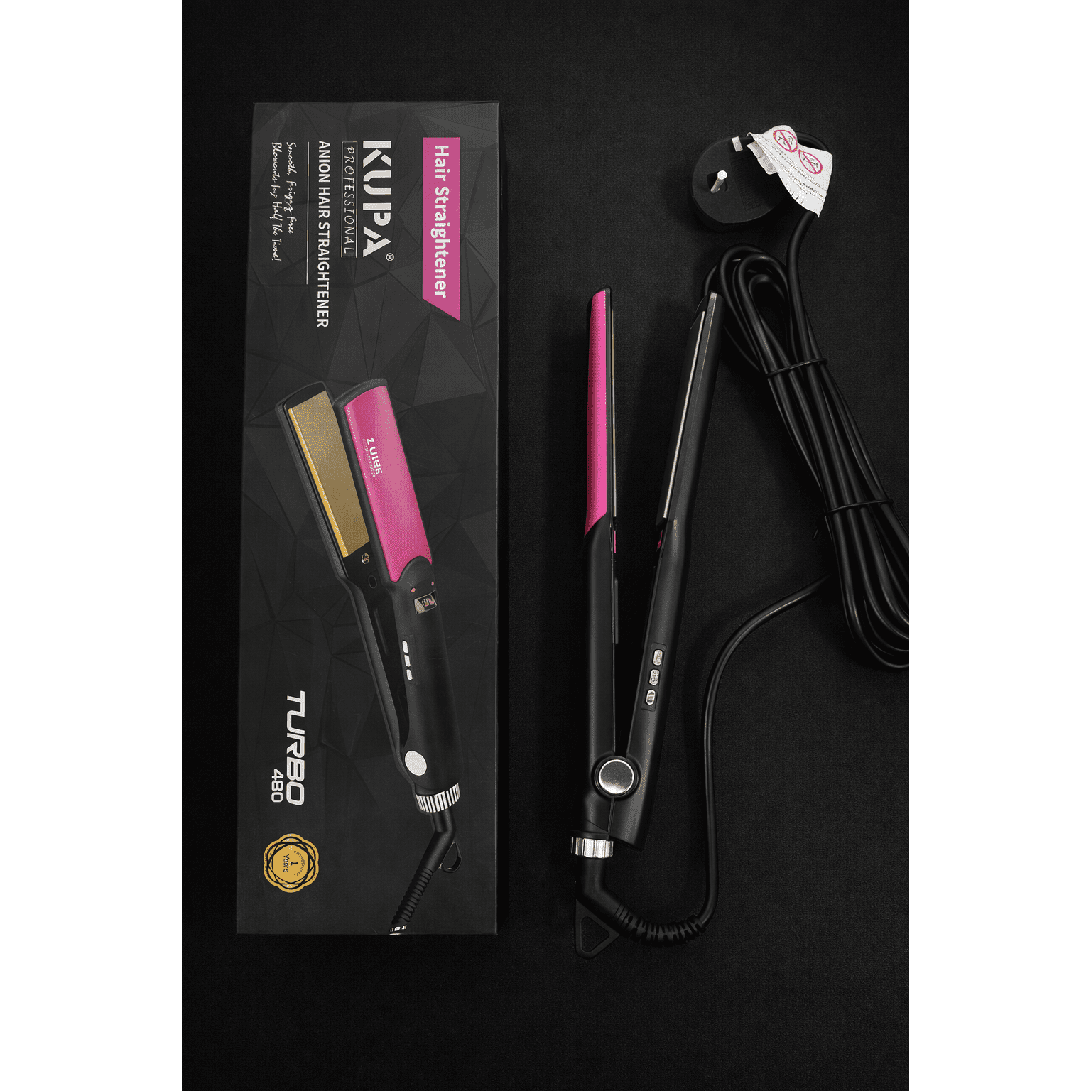 KUPA Professional Hair Straightener – Turbo 480 (Black Edition)