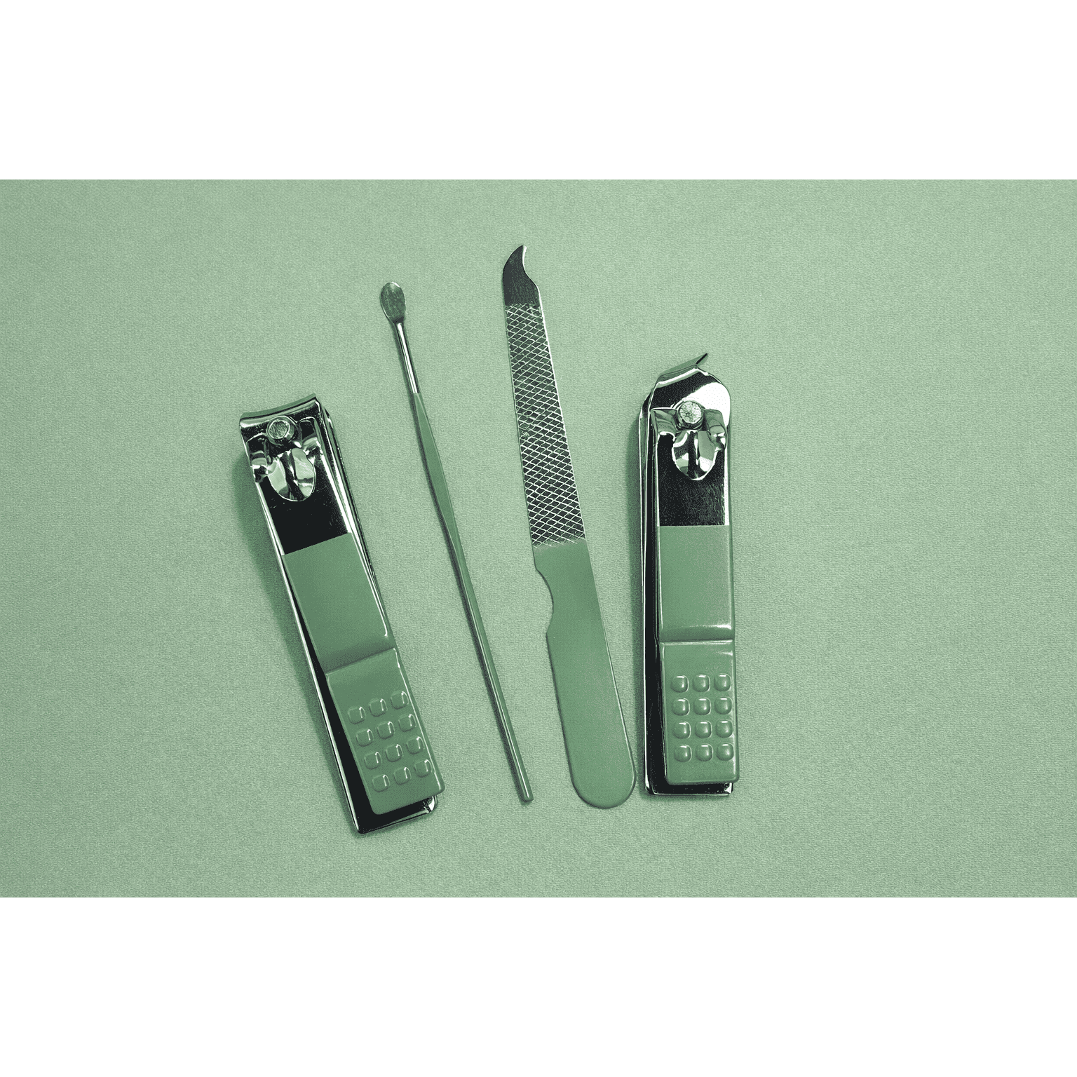 Nail Clipper Set With Nail File & Cuticle Pusher – Green (4 Pieces)