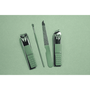 Nail Clipper Set With Nail File & Cuticle Pusher – Green (4 Pieces)