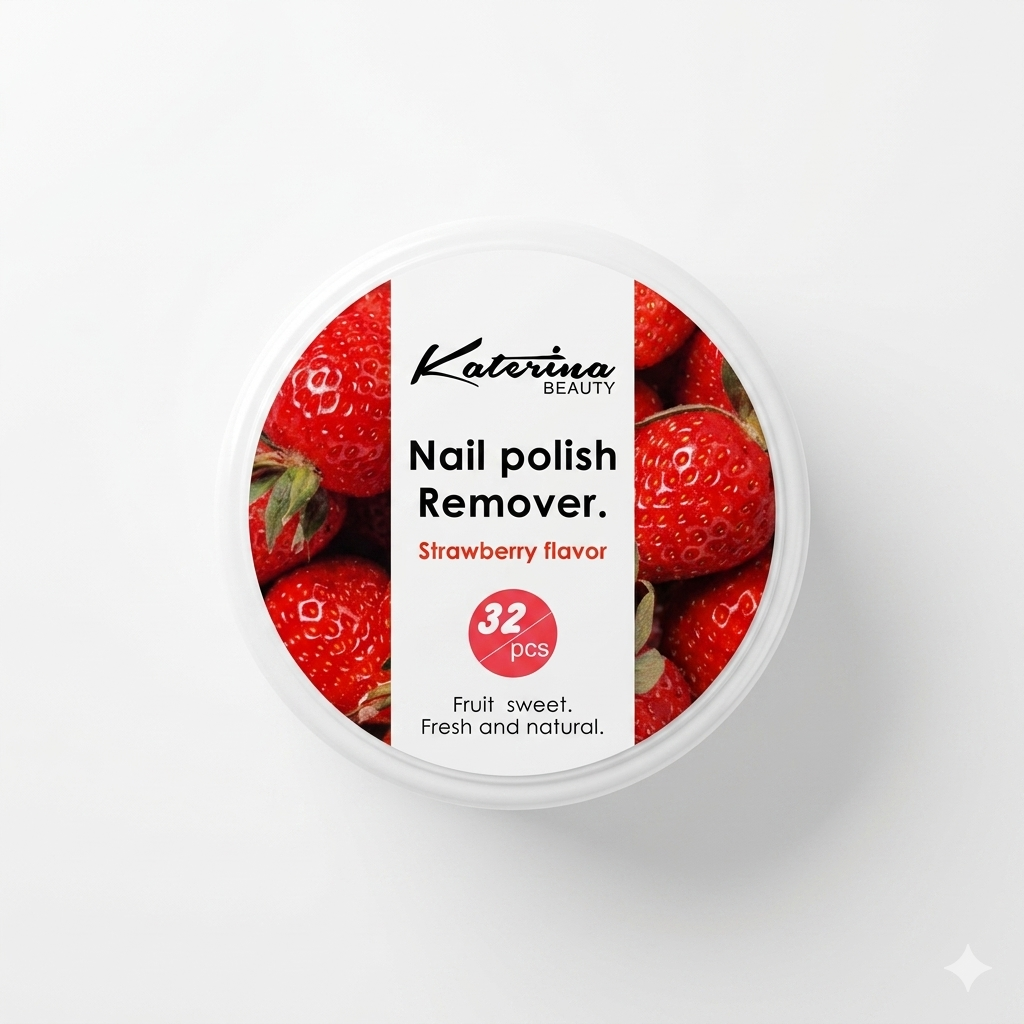 Katerina Beauty Nail Polish Remover Pads (Strawberry Flavor)