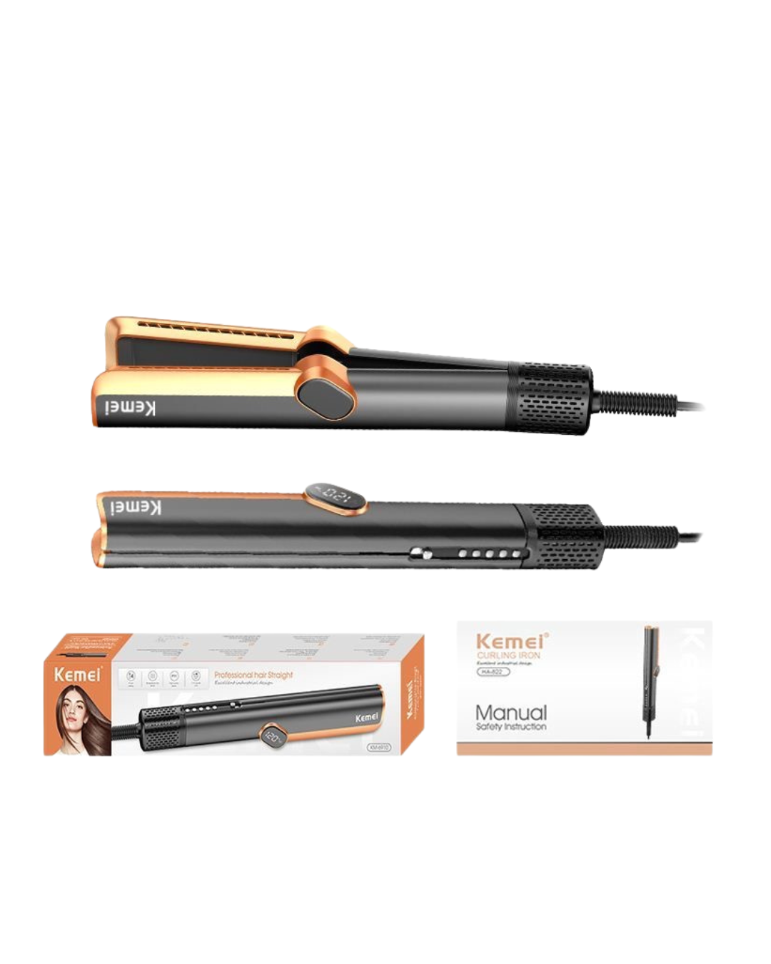 Kemei Professional 2-in-1 Hair Straightener & Curler (KM-6810) / 120C / 1000W