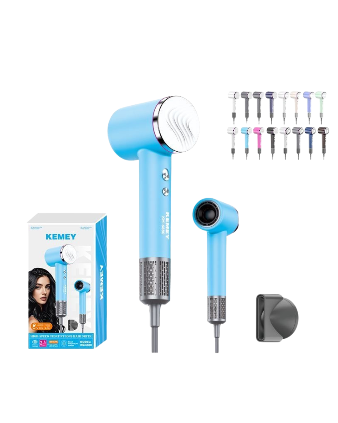 KEMEY High-Speed Negative Ions Hair Dryer (KM-6880) / 1600W