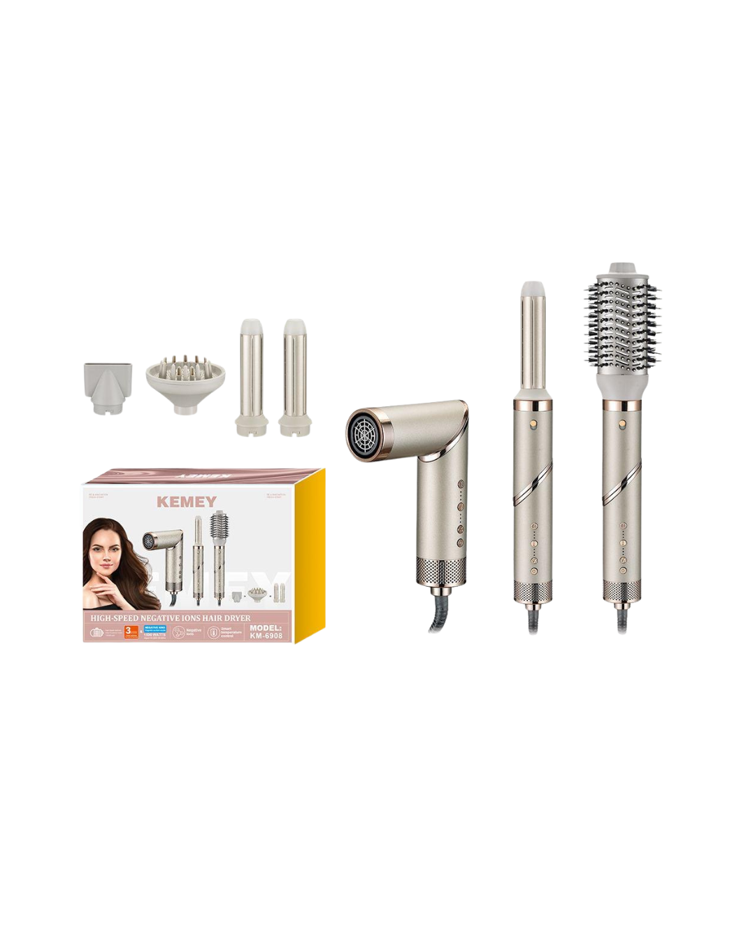 KEMEY High-Speed Negative Ions Hair Dryer & Styling Set (KM-6908) / 1400W