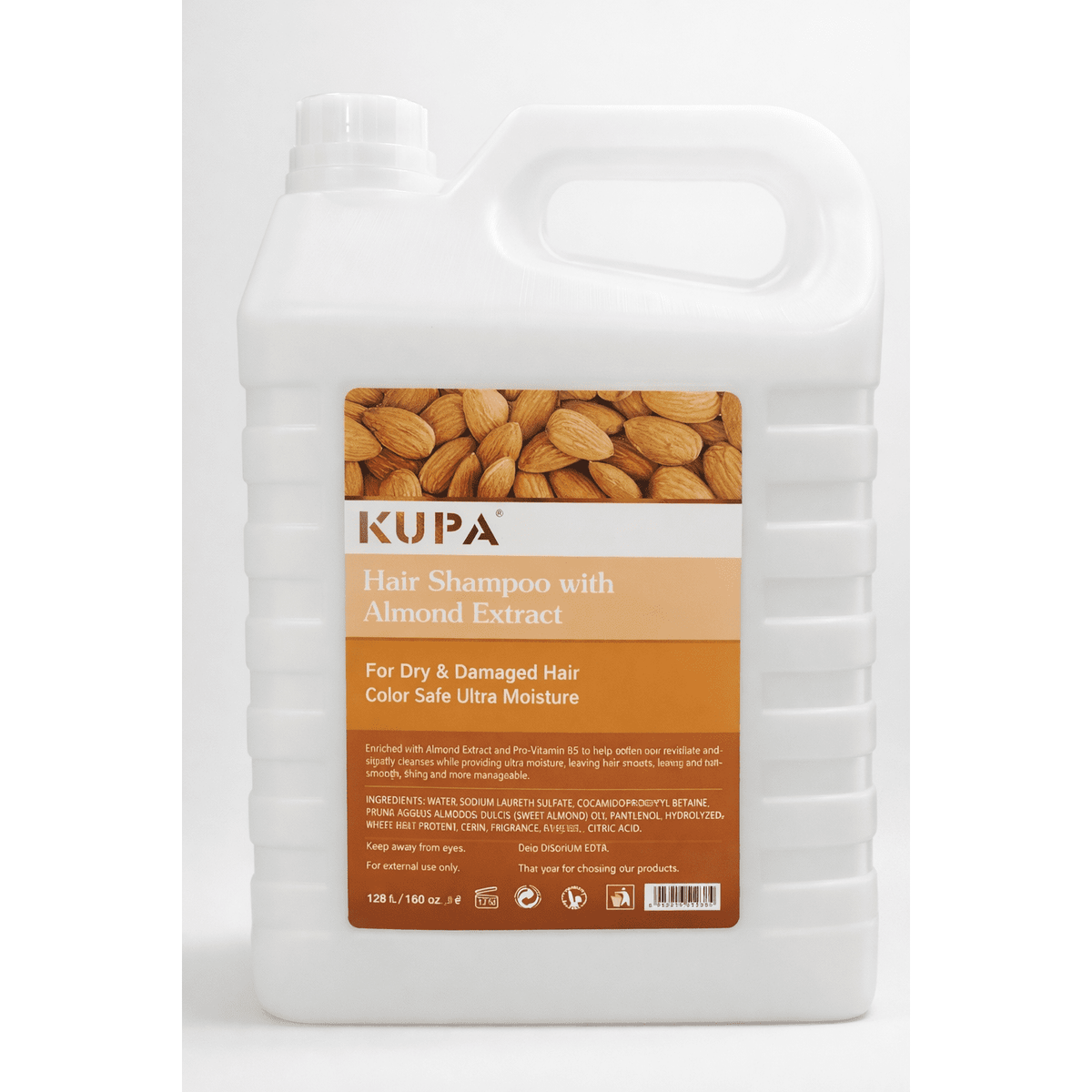 KUPA Hair Shampoo With Almond Extract – For Dry & Damaged Hair (Color Safe) – 4L