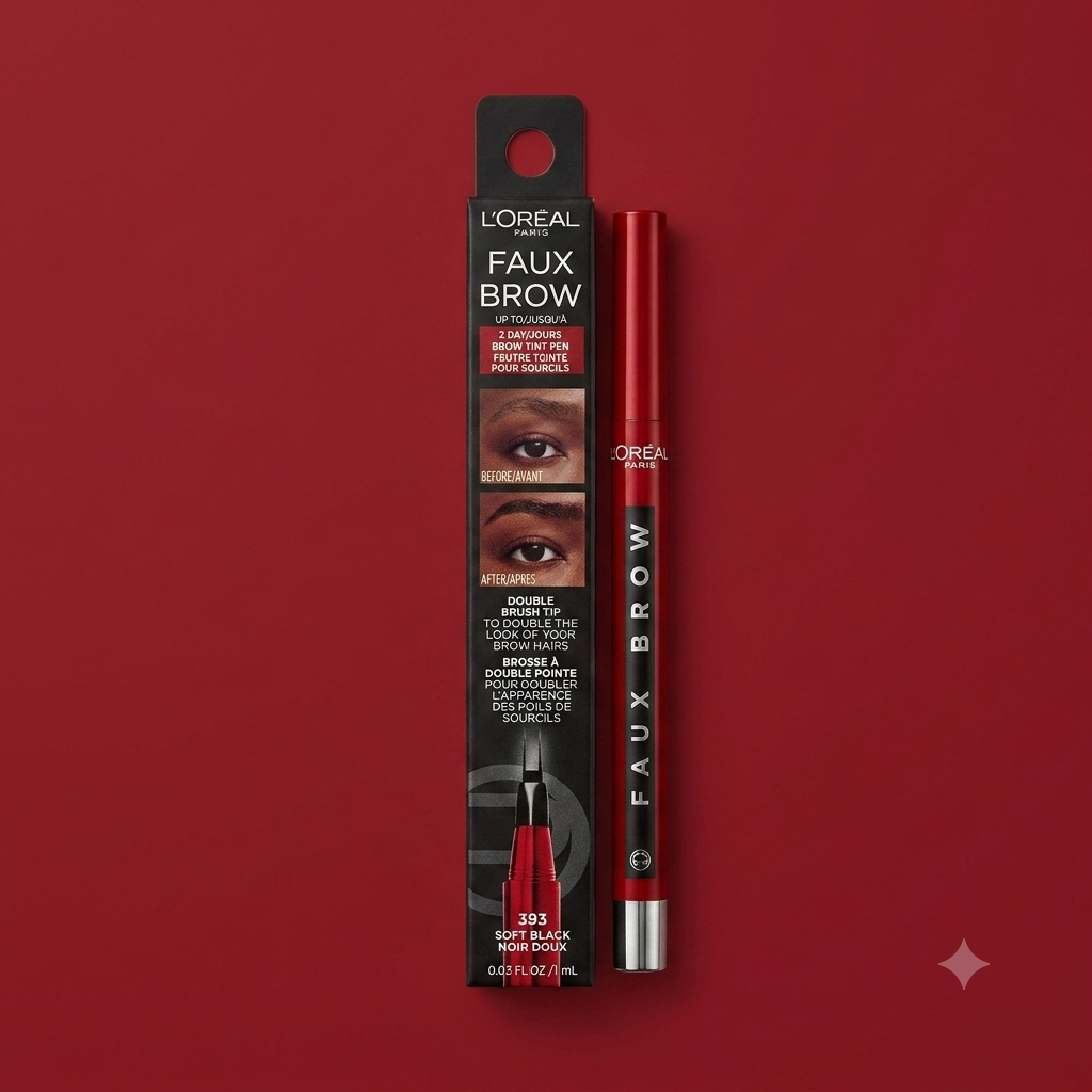 L’Oréal Paris Faux Brow 2-Day Brow Tint Pen – 393 Soft Black, 1 ml