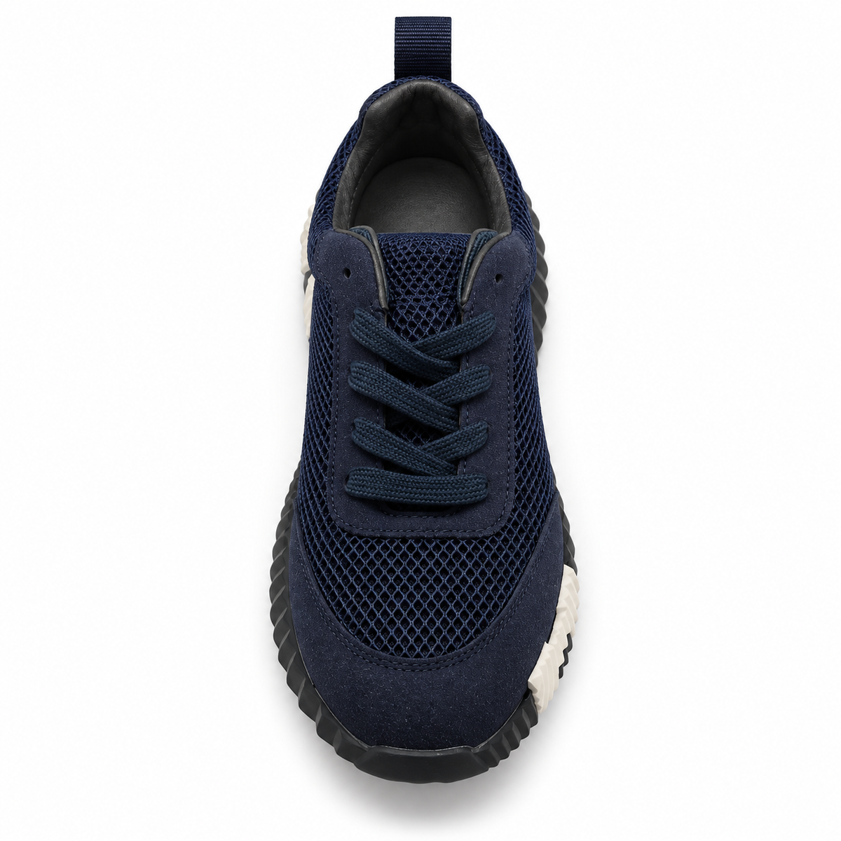 Navy Mesh & Suede Lace-Up Sneaker with Black Ribbed Sole Size 37 - product image 2