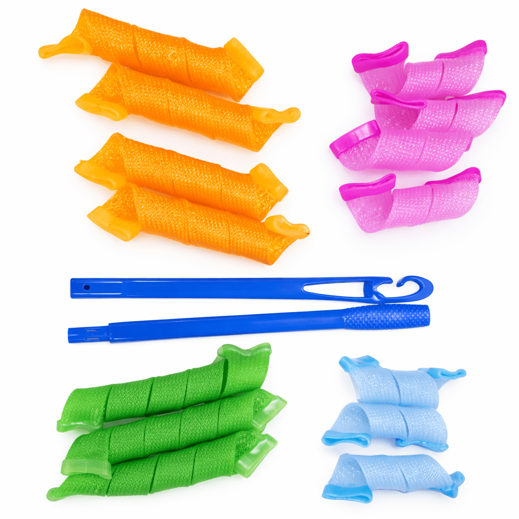 No-Heat Hair Curlers Set (Spiral Curlers + Hook)