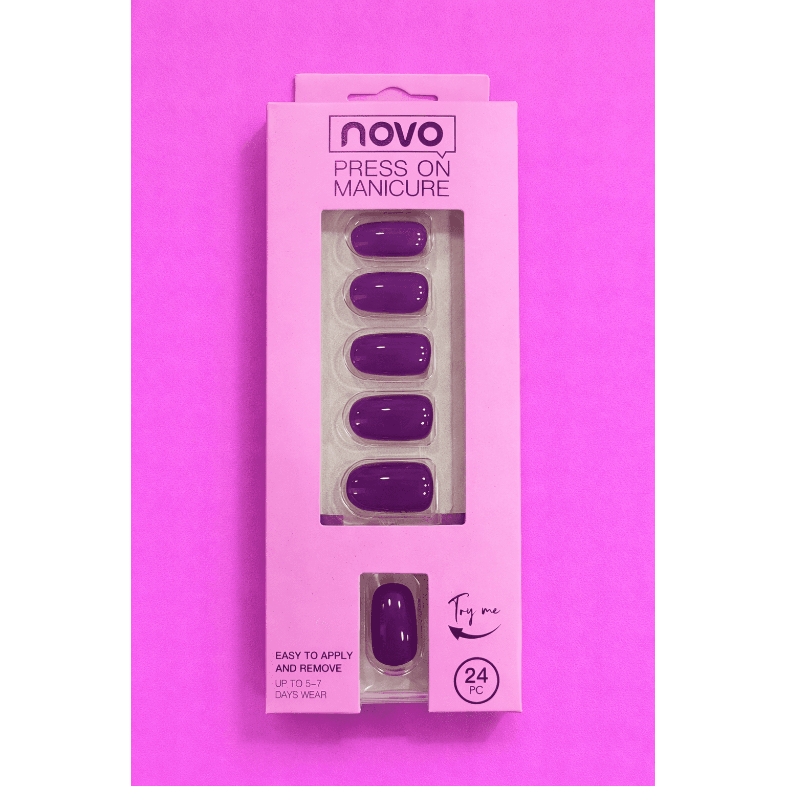 Press-On Manicure (24 pcs) — Deep Violet Gloss E224