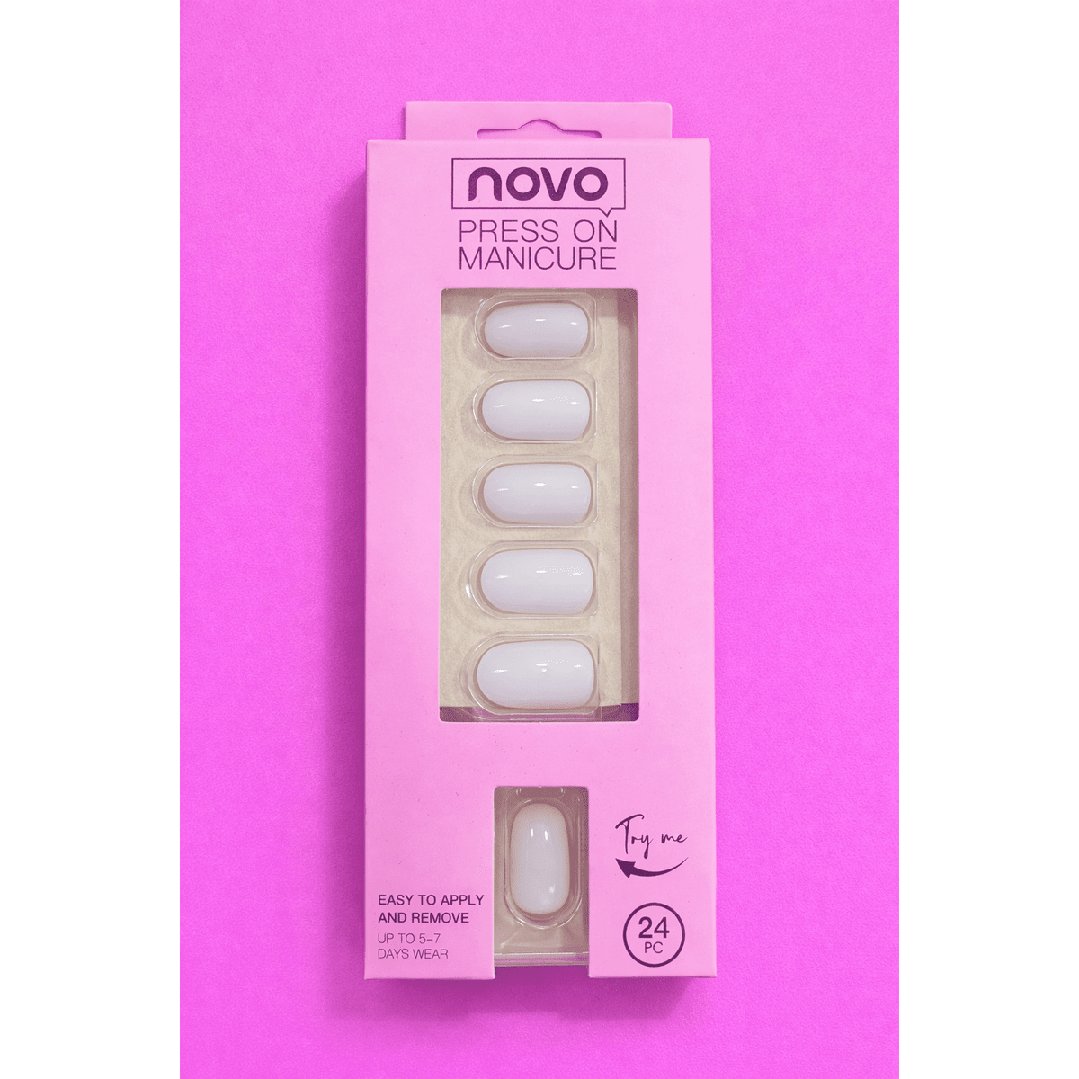Press-On Manicure (24 pcs) — Milky White Gloss M148