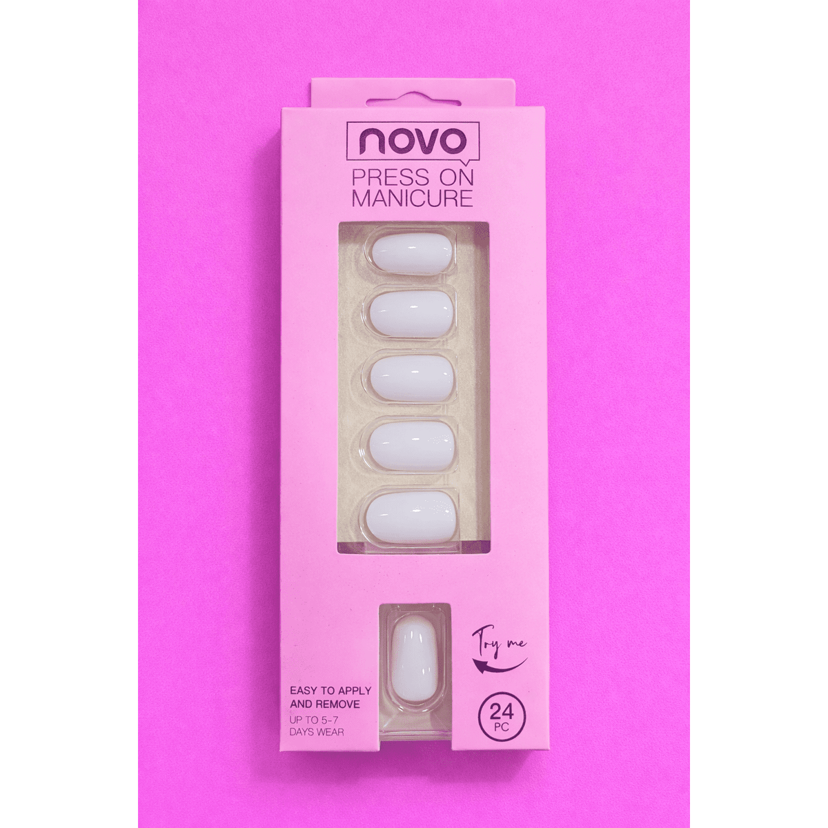 Press-On Manicure (24 pcs) — Pure White Gloss E15