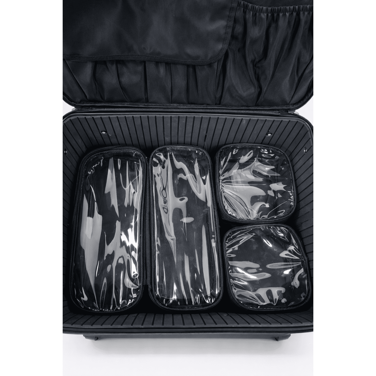 Professional Rolling Makeup Artist Trolley Case with Clear Organizer Bags