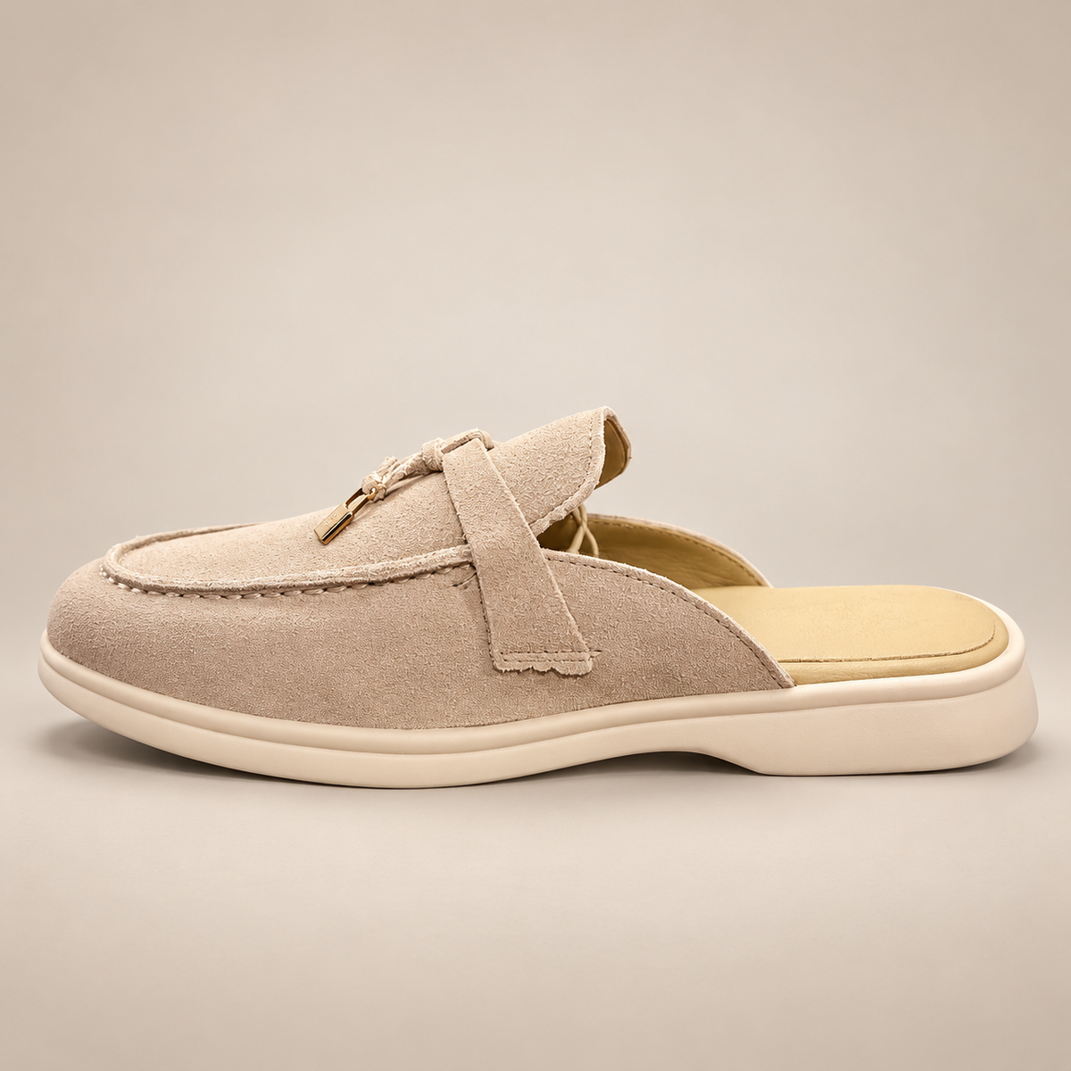 Brown Suede Backless Loafer Mule