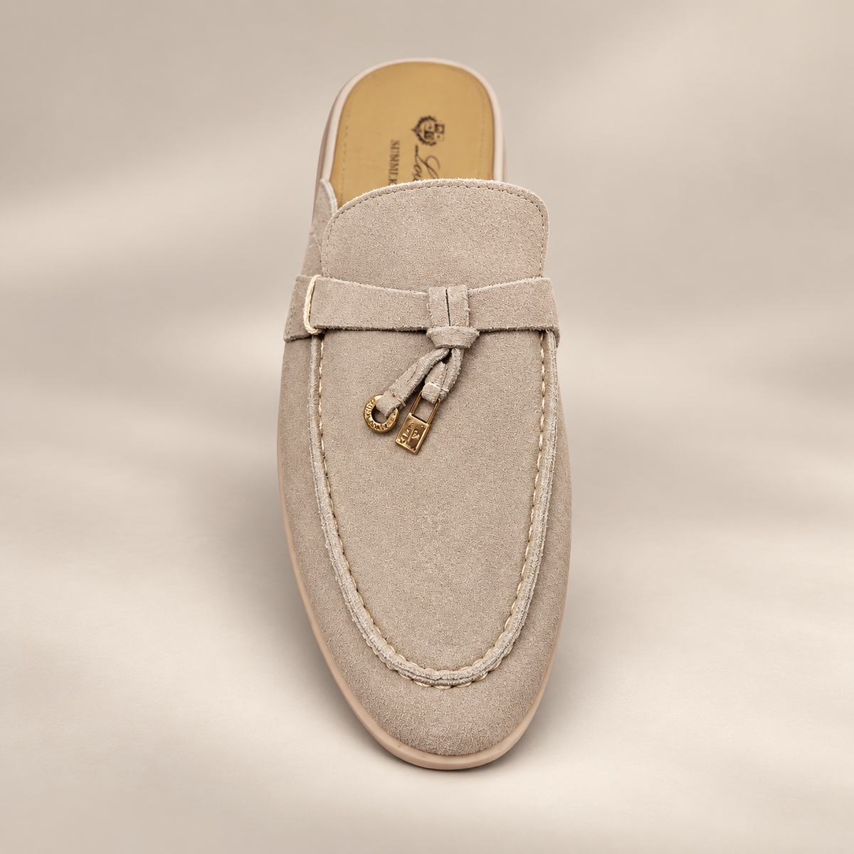 Brown Suede Backless Loafer Mule