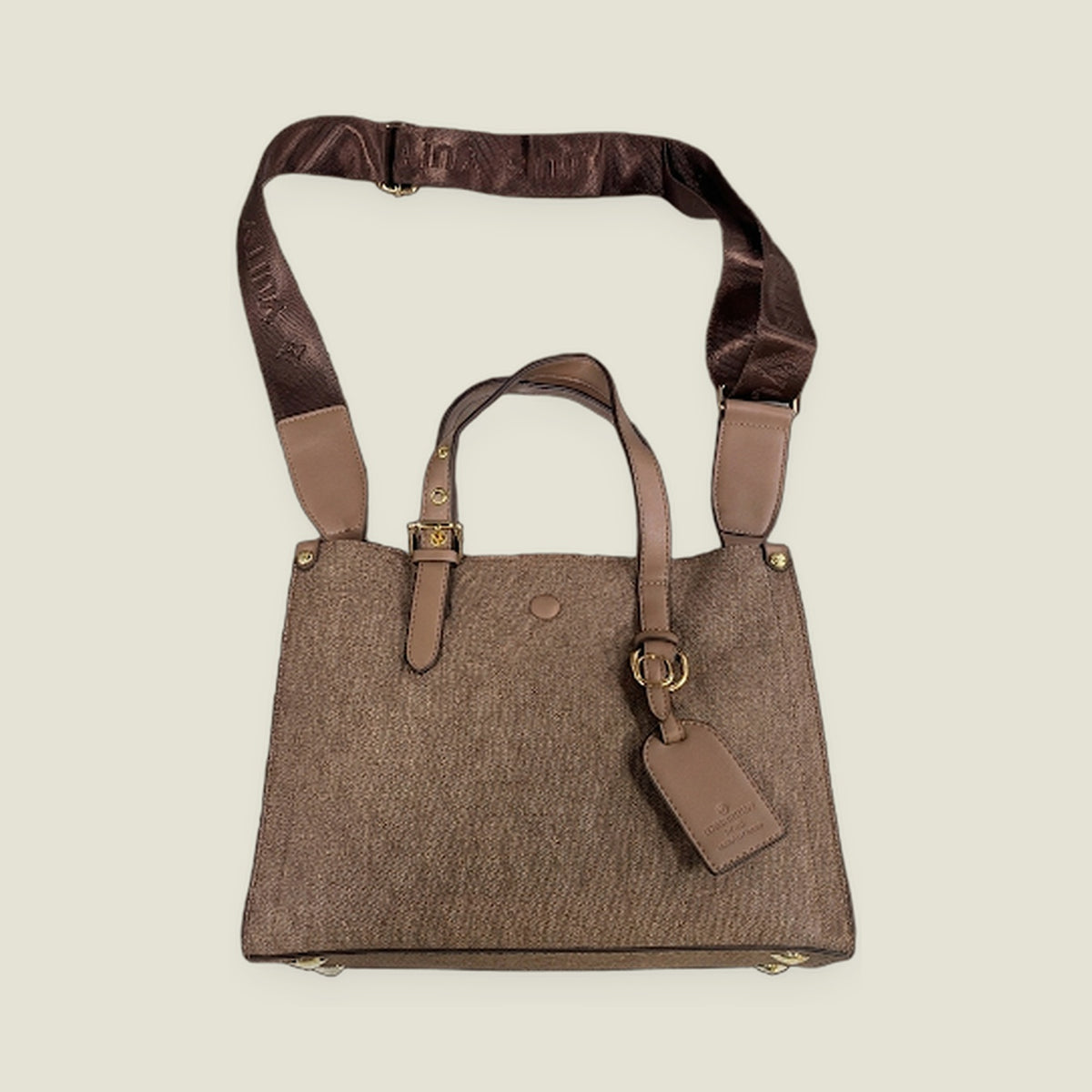 Medium Canvas Tote Bag with Leather Details