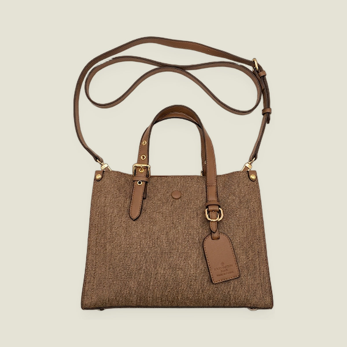 Medium Canvas Tote Bag with Leather Details