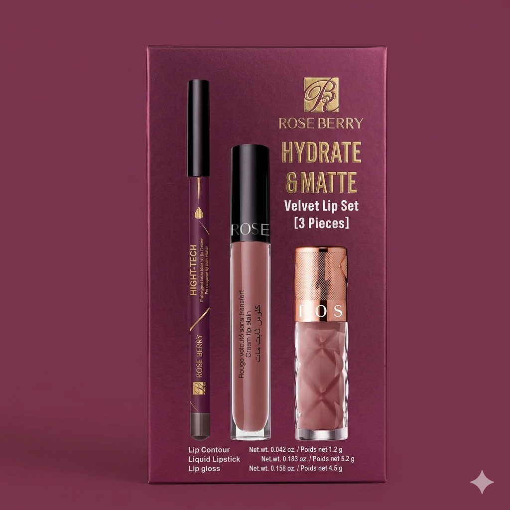Rose Berry Hydrate & Matte Velvet Lip Set (3 Pieces) - product image 2