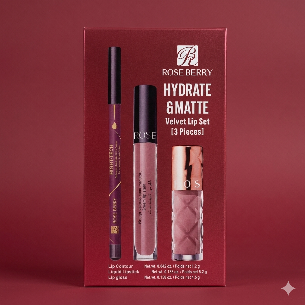 Rose Berry Hydrate & Matte Velvet Lip Set (3 Pieces)