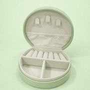 Round Travel Jewelry Organizer Case (Mint Green)