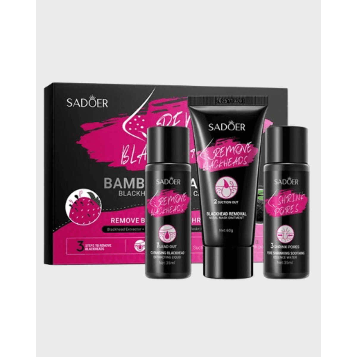 SADOER Black Head Remover Set Bamboo Charcoal