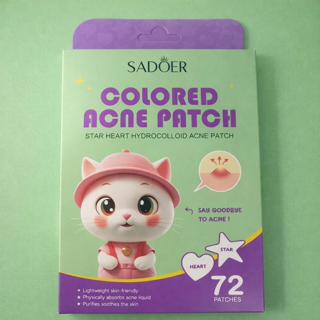 SADOER Colored Acne Patch - Star & Heart Hydrocolloid (72 Patches)